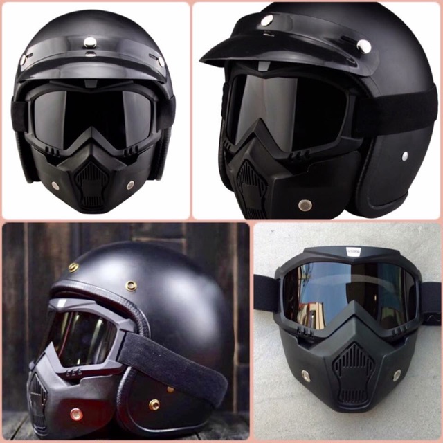 Nón bảo hiểm mặt nạ - mũ 3/4 kèm mặt nạ beon phượt