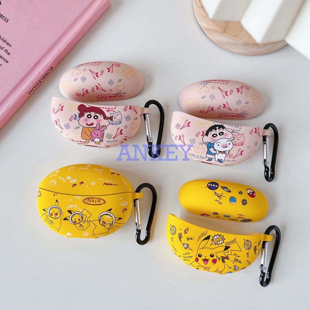 OPPO Enco Air 2 Pro / X2 Vỏ Bảo Vệ Hộp Sạc Tai Nghe Bằng Silicon Chống Sốc Hình Pikachu Hoạt Hình Có Móc Khóa