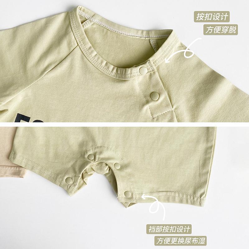 Bộ Áo Liền Quần Ngắn Tay In Chữ Thời Trang Mùa Hè Cho Bé Sơ Sinh