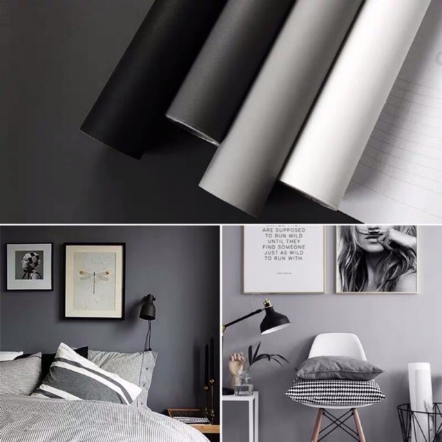 10m giấy dán tường màu trơn nhám keo sẵn khổ rộng 60cm siêu đẹp