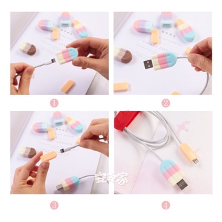 【Insfree】Ice Cream-shaped Mobile Phone Data Cable Protective Cover Is Suitable For Apple Protection Data Cable Charging Cover Popsicle Cable Cover