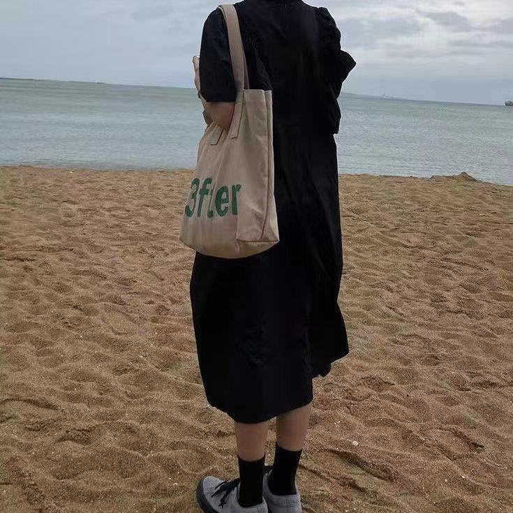Túi tote đeo vai vải canvas đơn giản thời trang có túi zip bên trong sức chứa lớn phong pách Hàn Quốc mới 2021 cho nữ
