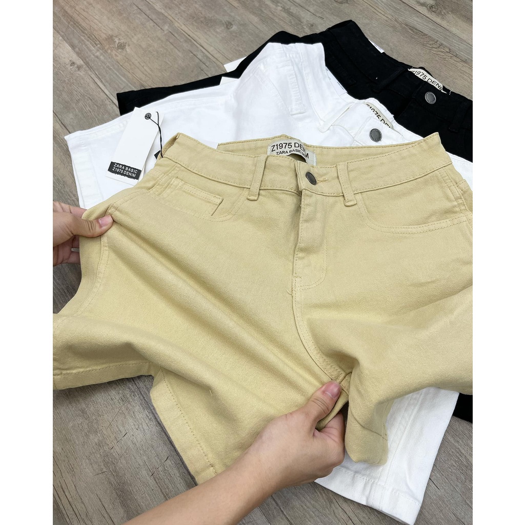 Quần short jean nữ co giãn Zara Basic lưng cao năng động cá tính cho nữ QS008