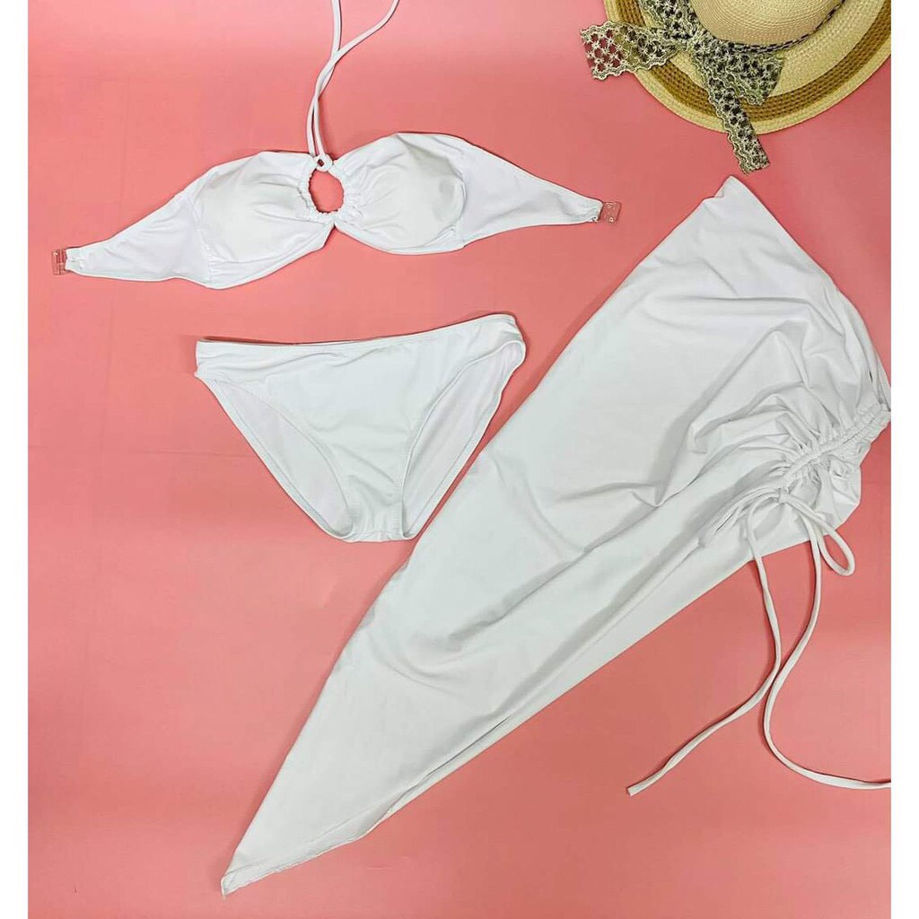 BIKINI 2 MẢNH KÈM KHĂN (SÉT 3 MÓN) MÀU TRẮNG BIKINISTORE