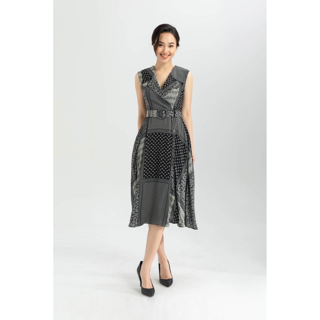 Đầm xòe cổ 2 ve nữ IVY moda MS 41M6235