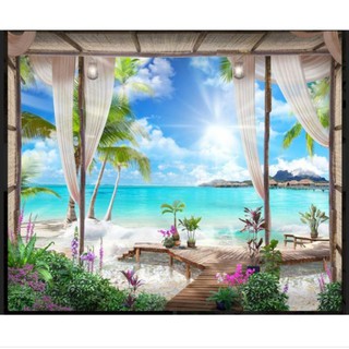 Tranh dán tường 3D tranh in vải lụa 1m65 x 1m2