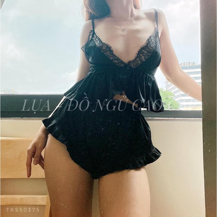 [ Lụa Cao Cấp ] Đồ ngủ 2 dây phối ren ngực gợi cảm mặc nhà chất liệu lụa satin mềm mịn 008 | BigBuy360 - bigbuy360.vn