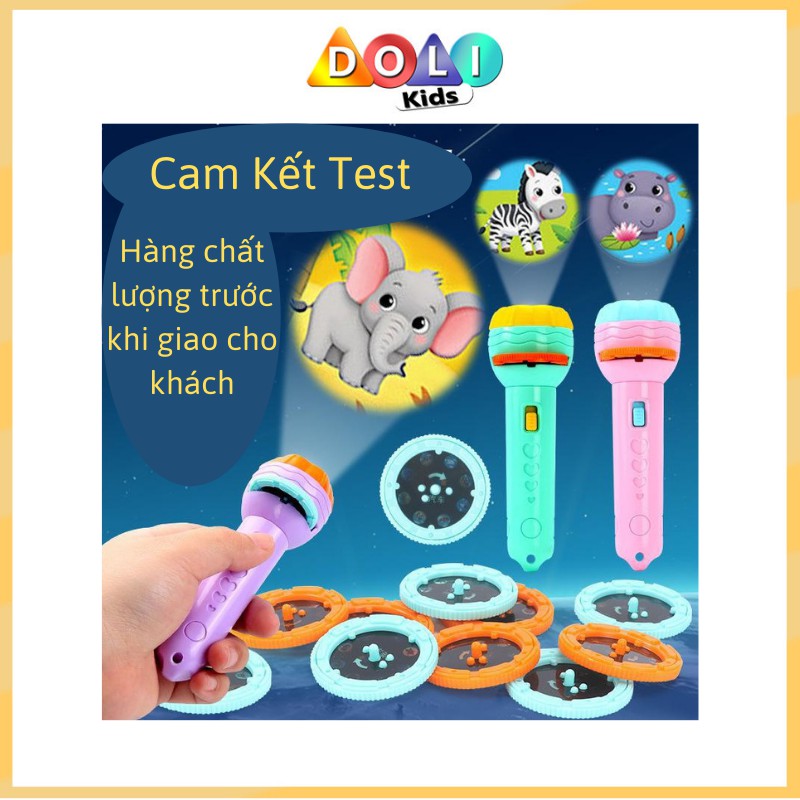 Đèn pin chiếu hình cho bé 24 hình / 48 hình động vật sắc nét Doli Kids