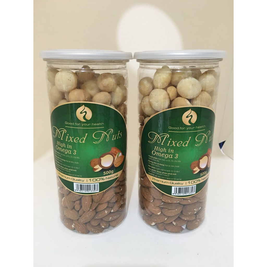 Hộp Mixed Nuts 3 In 1 Đã Tách Vỏ - 500gr (Óc Chó Đỏ, Hạnh Nhân, Macca Úc)