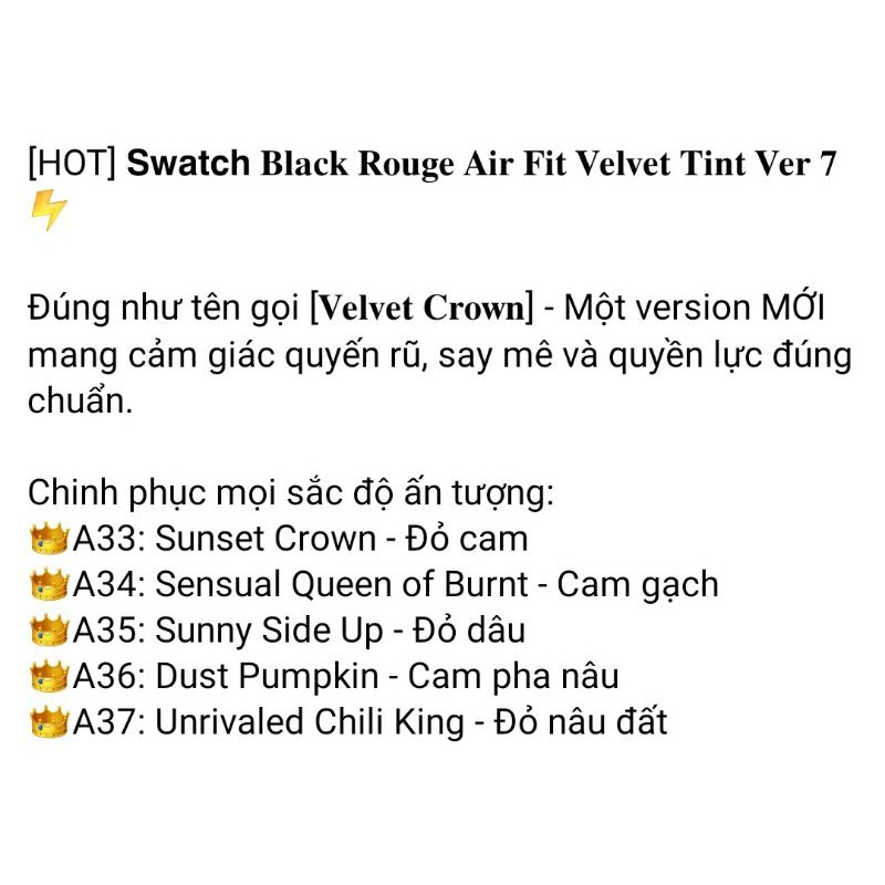 (A08_A17) Son kem lì Black Rouge Air Fit Velvet Tint Mood Filter | WebRaoVat - webraovat.net.vn