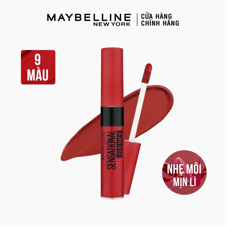 Son Kem Lì Nhẹ Môi Tông Đỏ Maybelline New York Sensational Liquid Matte Lipstick 7ml Hàng Chính Hãng