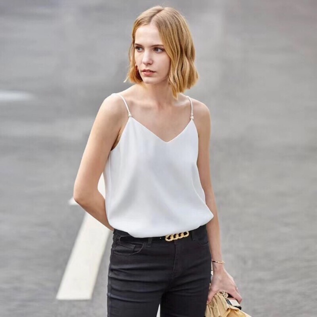 Áo 2 dây lụa hạt ngọc hàng đẹp