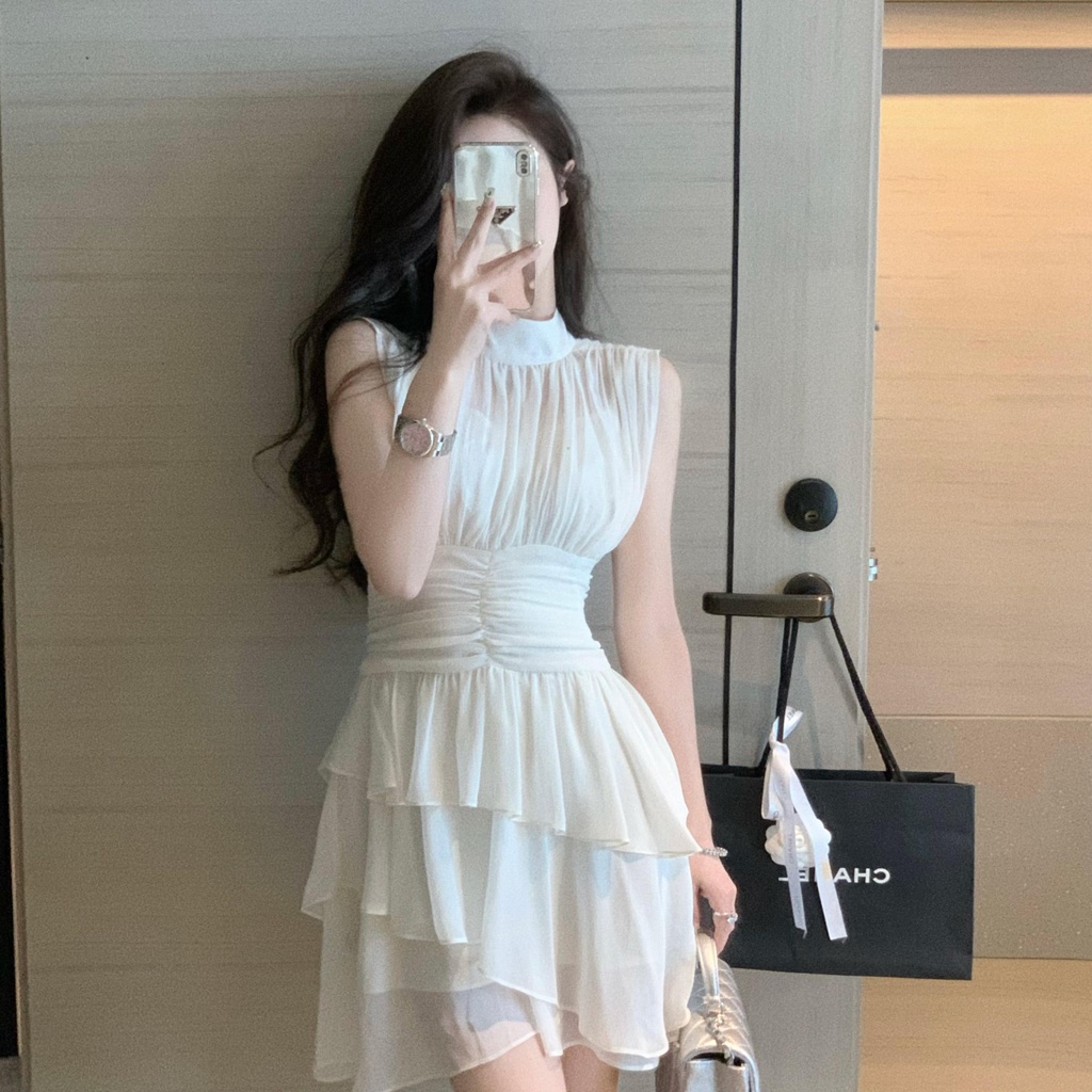 Đầm Chiffon Sát Nách Ôm Eo Thiết Kế Độc Đáo Thời Trang Cho Nữ