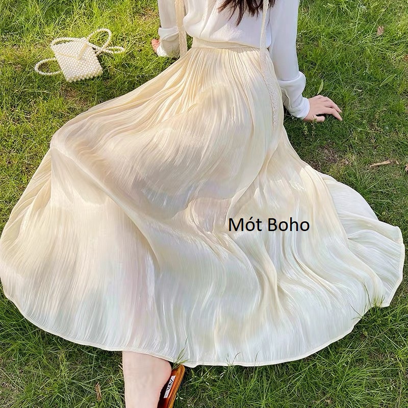 Chân váy tơ sống eo chun co dãn