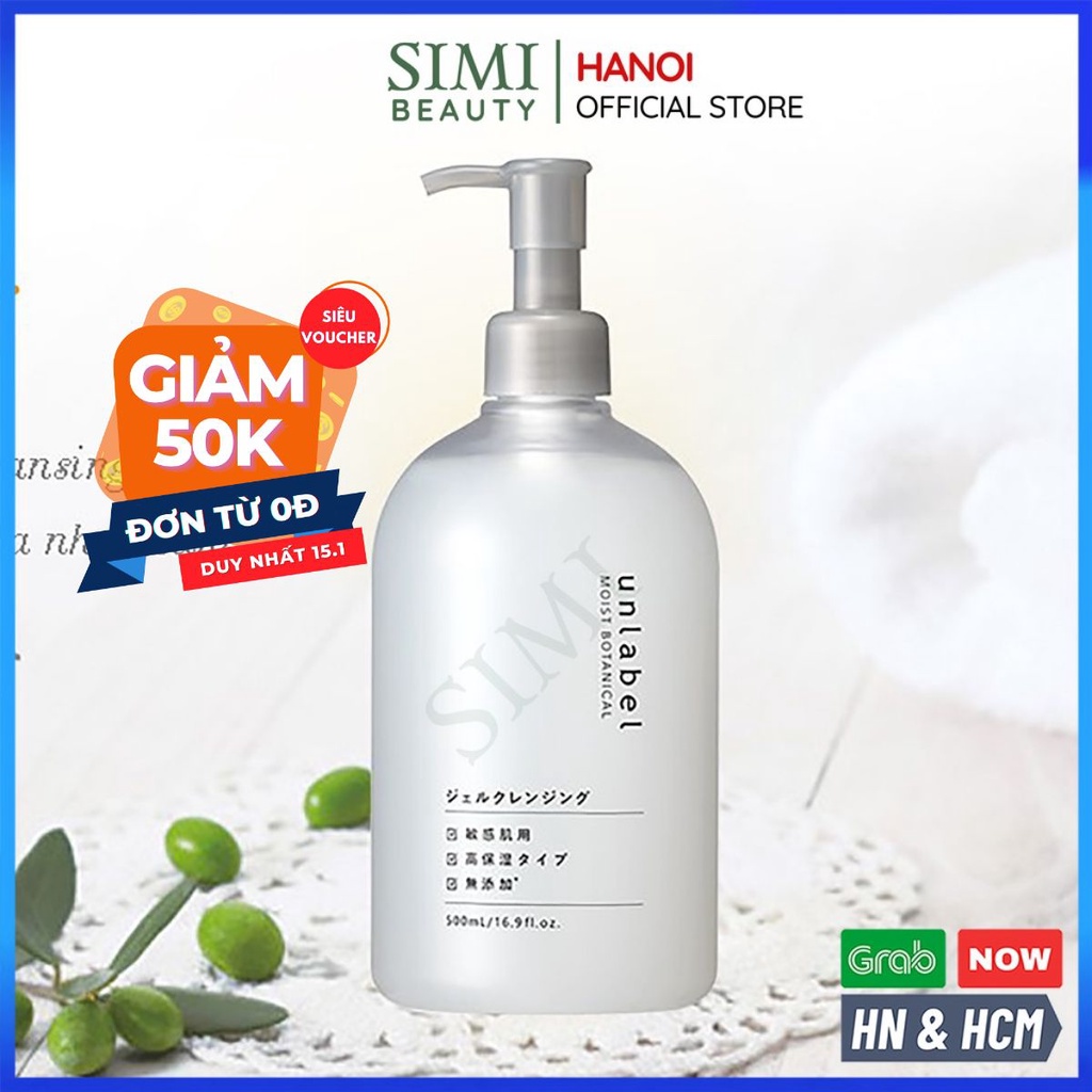 Gel tẩy trang không cồn UNLABEL Nhật Bản tẩy trang sạch sâu dưỡng ẩm mắt môi cho da dầu mụn khô hỗn hợp nhạy cảm bà bầu