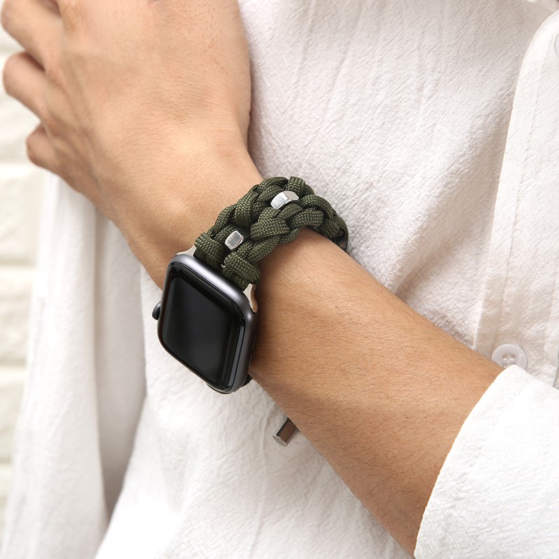 Dây nylon Bện Bằng Thép Không Gỉ 38mm 42mm Cho apple watch 6 5 4 SE 40 44mm 7 41 45mm