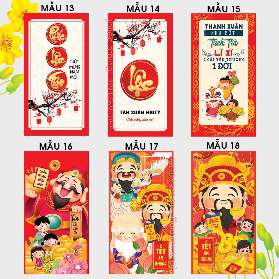 Combo 100 Bao Lì Xì Xuân QUÝ MÃO 2023 Nhiều Mẫu Cực Đẹp