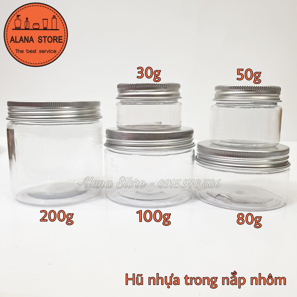 Hũ nhựa pet nắp nhôm 30g - 200g | CÓ NẮP LÓT