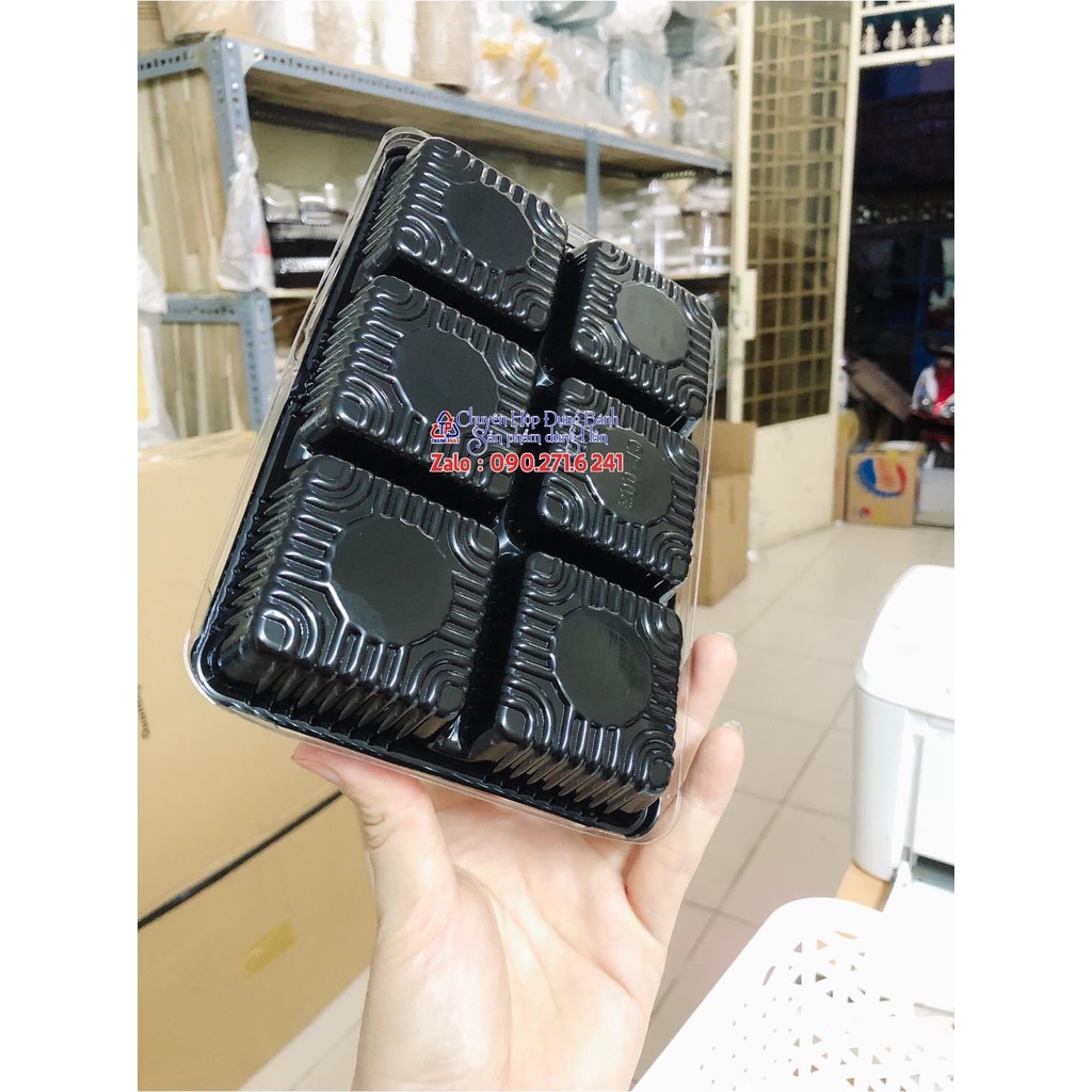 50c Hộp HT530 đựng 6 bánh trung thu 75g - bánh dứa - mochi, trứng muối tan chảy