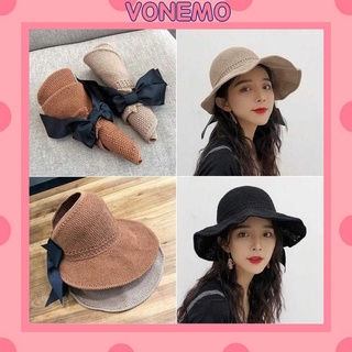 Nón cói mềm vành rộng hở chóp nơ sau siêu xinh mc11