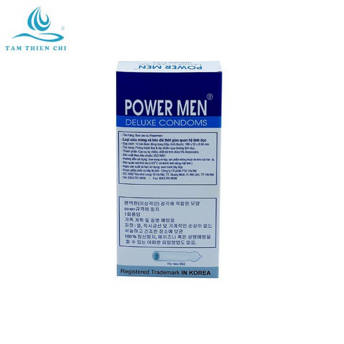 [Chính hãng]Hộp 12 cái Bao cao su Powermen Viagra Hàn quốc SIêu mỏng - kéo dài thời gian