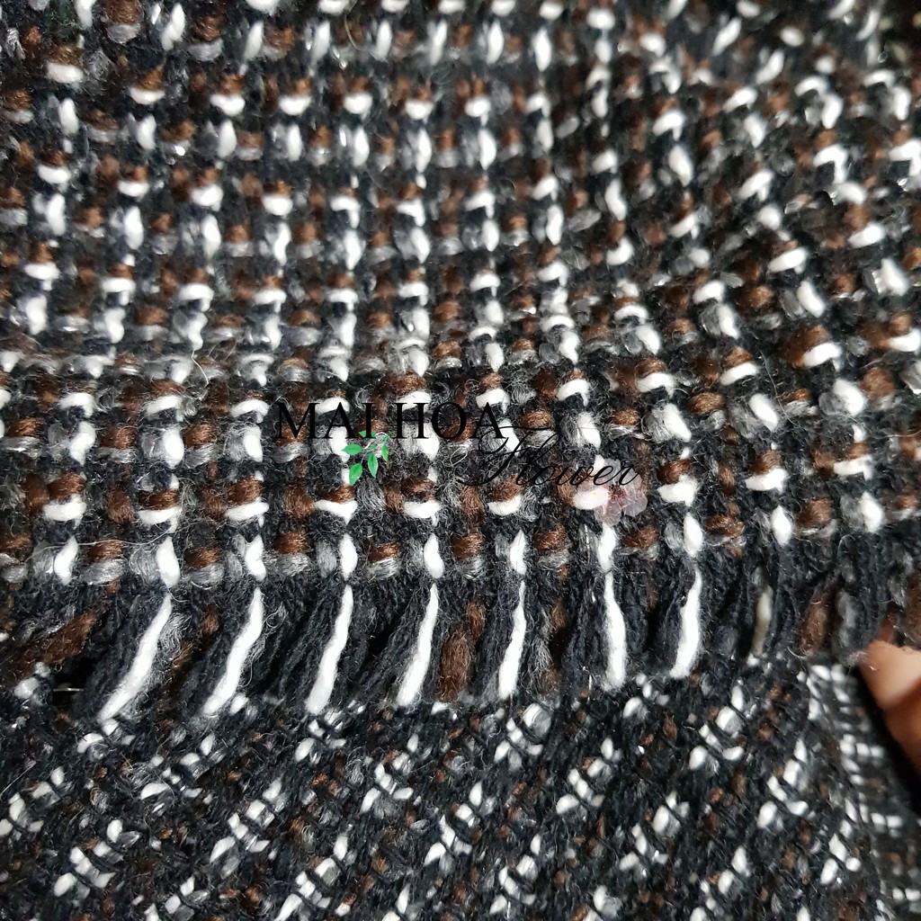 Vải dạ tweed kẻ nâu vải may áo vest nữ Hàn Quốc cao cấp, Maihoaflower