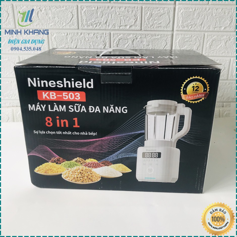 Máy làm sữa đậu nành máy xay nấu làm sữa hạt 8 trong 1 NineShield KB 503 Bảo hành 12 Tháng Tiến Việt Hàng Công Ty