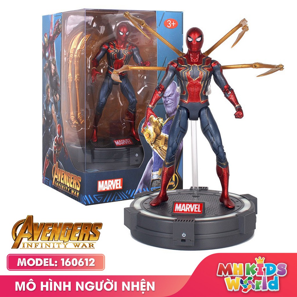Đồ chơi mô hình người nhện Spider Man 160612 trong bộ giáp Iron Spider kèm đế nhựa có đèn