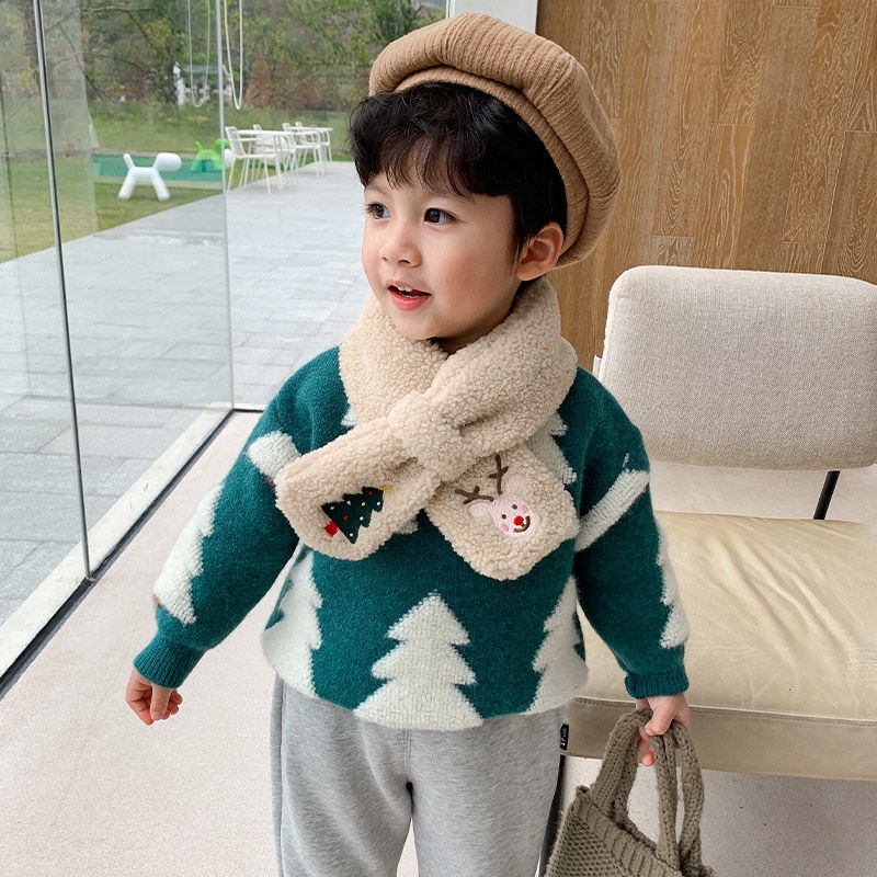 Áo sweater màu đỏ/ xanh lá cây họa tiết Giáng Sinh đáng yêu dành cho bé trai