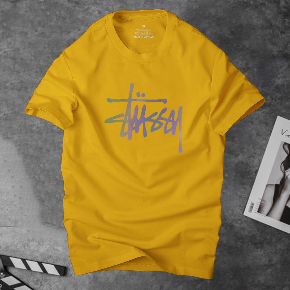 Áo thun cotton nam cổ tròn Stussy phản quang 7 màu phong cách năng động , vải Cotton co giãn,dày dặn