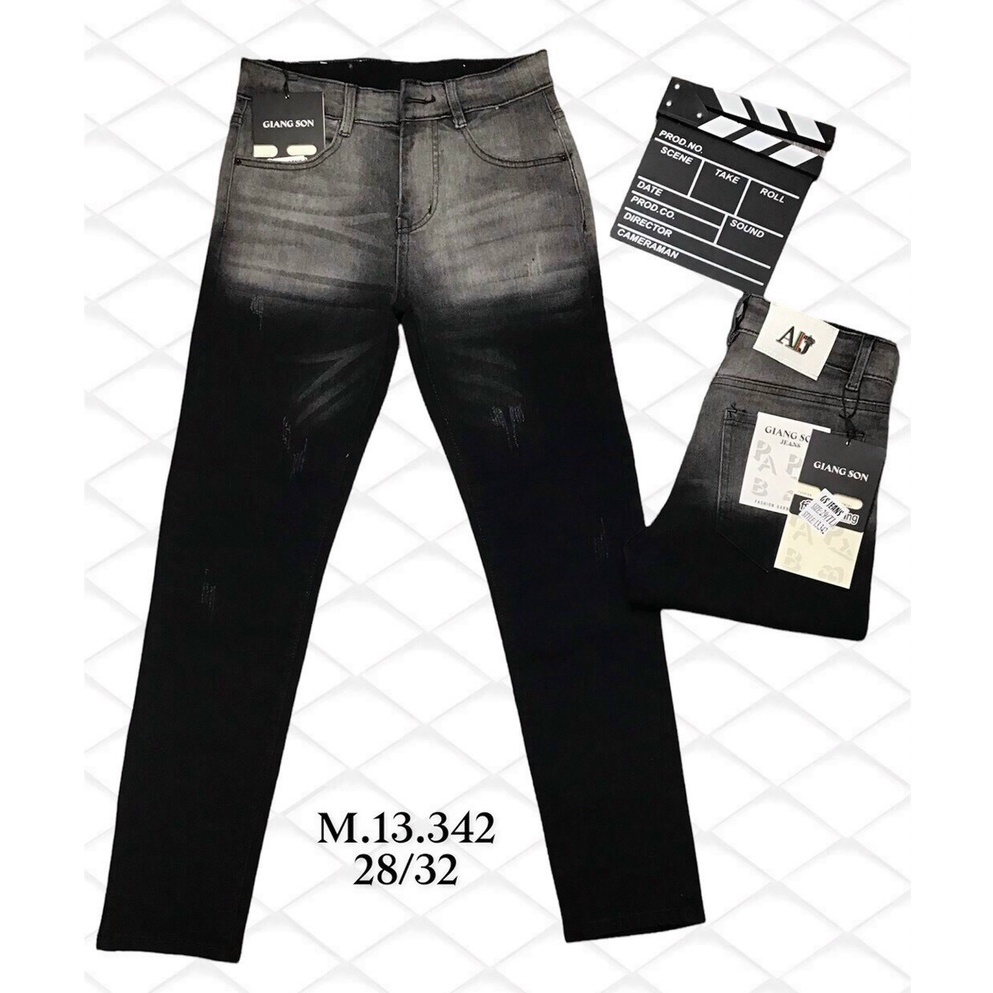 Quần jean nam đen co dãn wash trắng co dãn chất bò form đẹp mẫu mới nhất cao cấp N77 FASHION