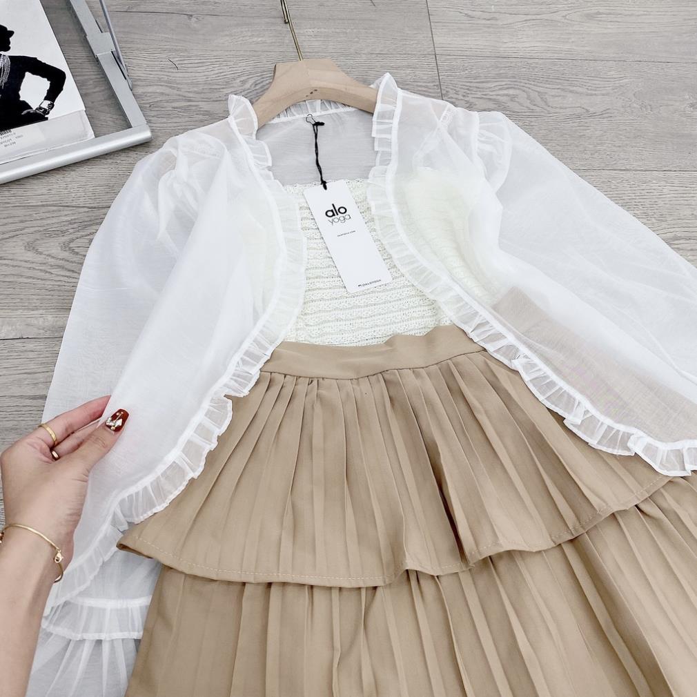 [ 𝐅𝐑𝐄𝐄 𝐒𝐇𝐈𝐏 ] SÉT REN BÈO 3 MÓN MIX CHÂN VÁY XẾP LI 3 TẦNG XINH XẮN