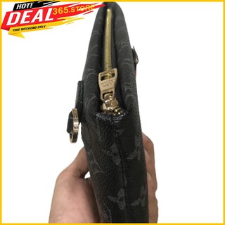 LDYI Túi Ví Cầm Tay LV, Clutch nam nữ, Da Sáp Mềm, 3 Ngan Để Đô Cực Rộng 12 BA41