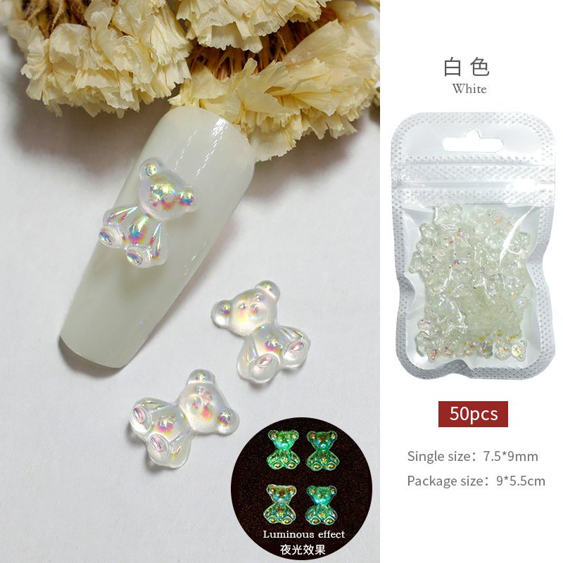 Combo 10 Gấu Dạ Quang Trang Trí Móng Siêu Dễ Thương