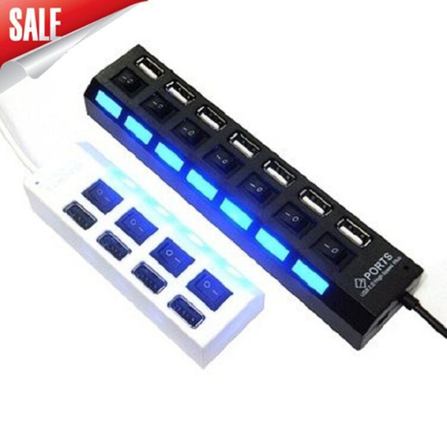 Bộ Chia 7 Cổng Usb 3.0 Có Công Tắc Bật / Tắt Và Đèn Led Báo Hiệu Cho Pc Laptop