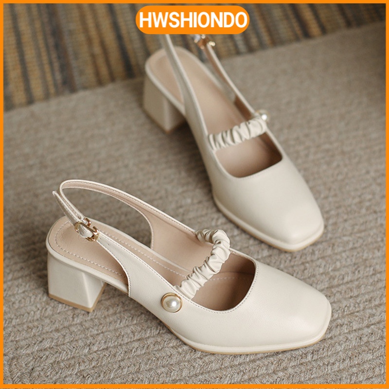 Miễn phí vận chuyển ✨ Sandal cao gót giày cao gót 7 phân giày mary jane đế cao giày mary jane mũi vuông giày búp bê mary jane sandal cao gót 7p màu da