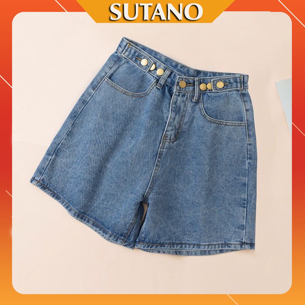 Quần short jean nữ ống rộng có cúc eo, quần sooc đùi chất bò mềm mịn Q436 SUTANO