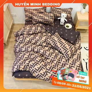 BỘ CHĂN GA VÀ VỎ GỐI THỜI TRANG Fendi POLY COTTON CAO CẤP - Bộ Chăn Ga Gối 5 Món