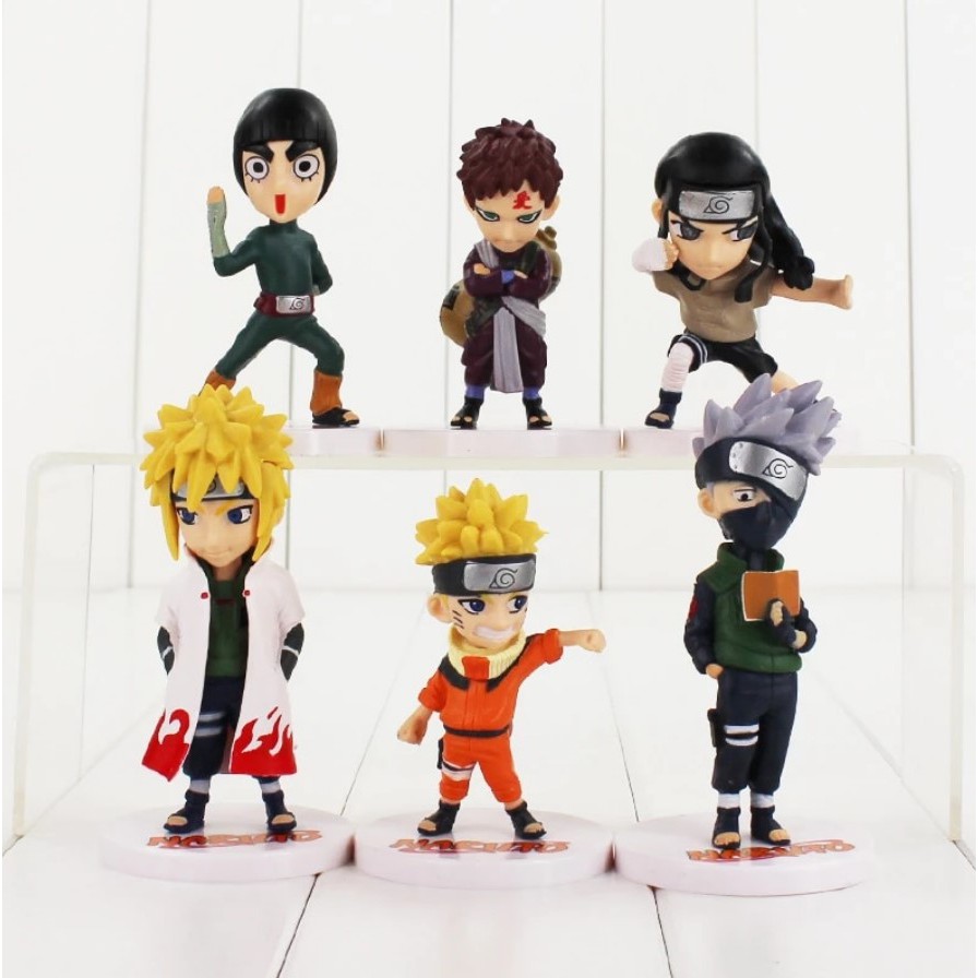 Set mô hình mini figure Naruto 6 con [naruto/đệ tứ/kakashi/gaara/rock lee/neji] | Baystore