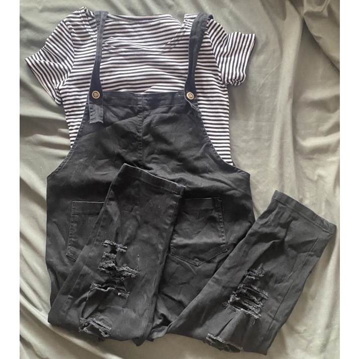 Áo croptop sọc ngang trắng đen phong cách - 2hand xnk Hàn Nhật Trung Mỹ- 989100