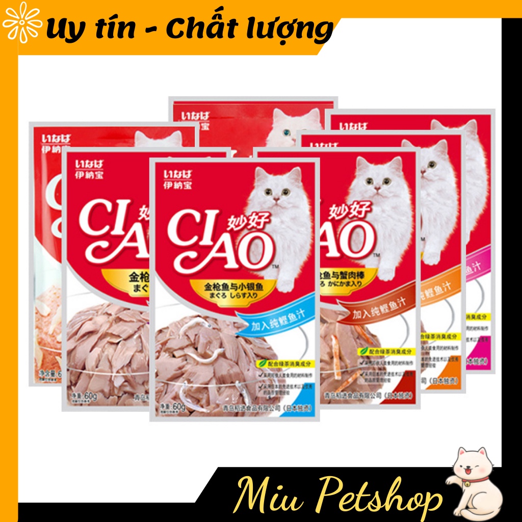 12 Gói pate Ciao Túi 60GR cho mèo, thức ăn cho mèo, pate cho mèo