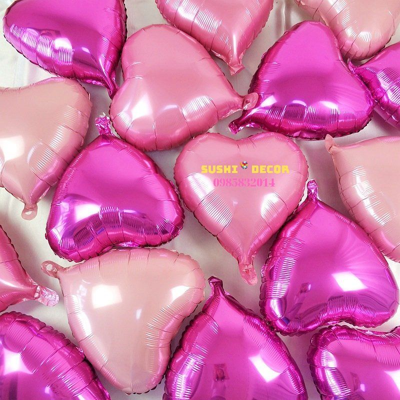 Bóng bay trái tim size 18 inch , bóng tráng nhôm trái tim cỡ đạitrang trí sinh nhật tiệc cưới