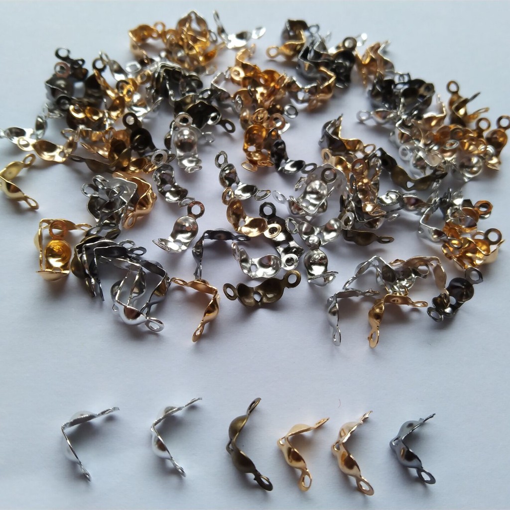 Set 100 đầu nối dây chuỗi 4*7mm bề mặt sáng bóng