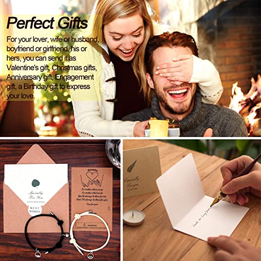 Set 2 vòng tay bện dây gắn nam châm sáng tạo dành cho cặp đôi