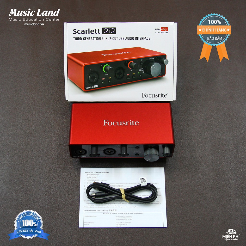 Sound Card Âm Thanh Focusrite Scarlett 2i2 (3rd Gen) – Chính hãng