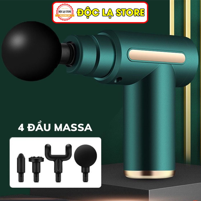 Máy massage cầm tay 4 đầu 6 chế độ - súng massage mini trị nhức mỏi cổ vai gáy, đau giãn cơ thế hệ mới