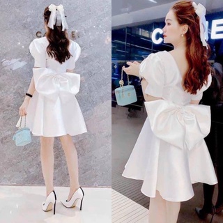 Đầm cổ u nơ lưng