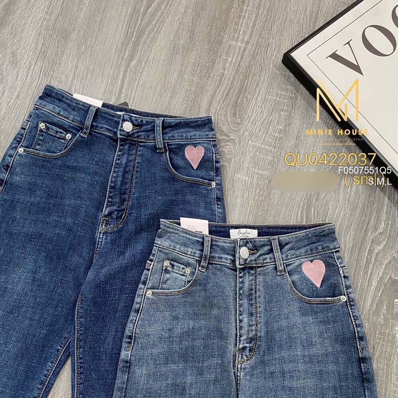 Quần jean dài lai lật kiểu túi trái tim TT0507