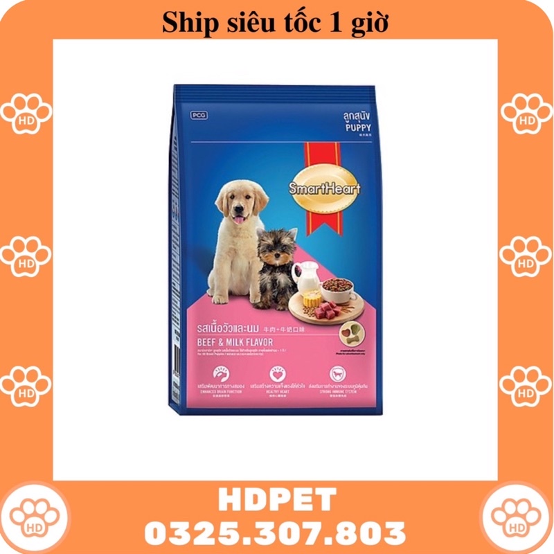 Hạt thức ăn khô cho chó mọi giống loài thương hiệu Smartheart túi 1.5KG