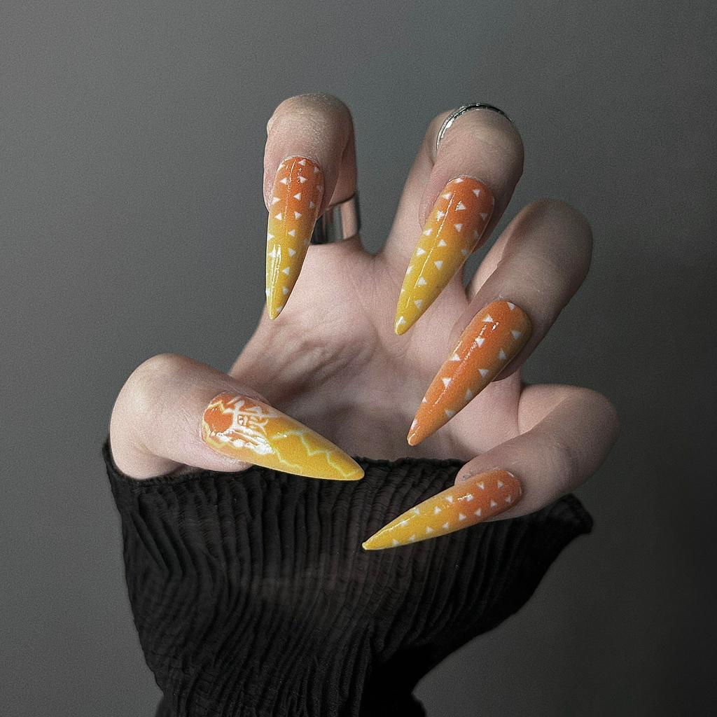 Móng Tay Giả Anime Nail Bộ 24 Nail Box Demon Slayer - Kimetsu No Yaiba Kèm Phụ Kiện Làm Móng